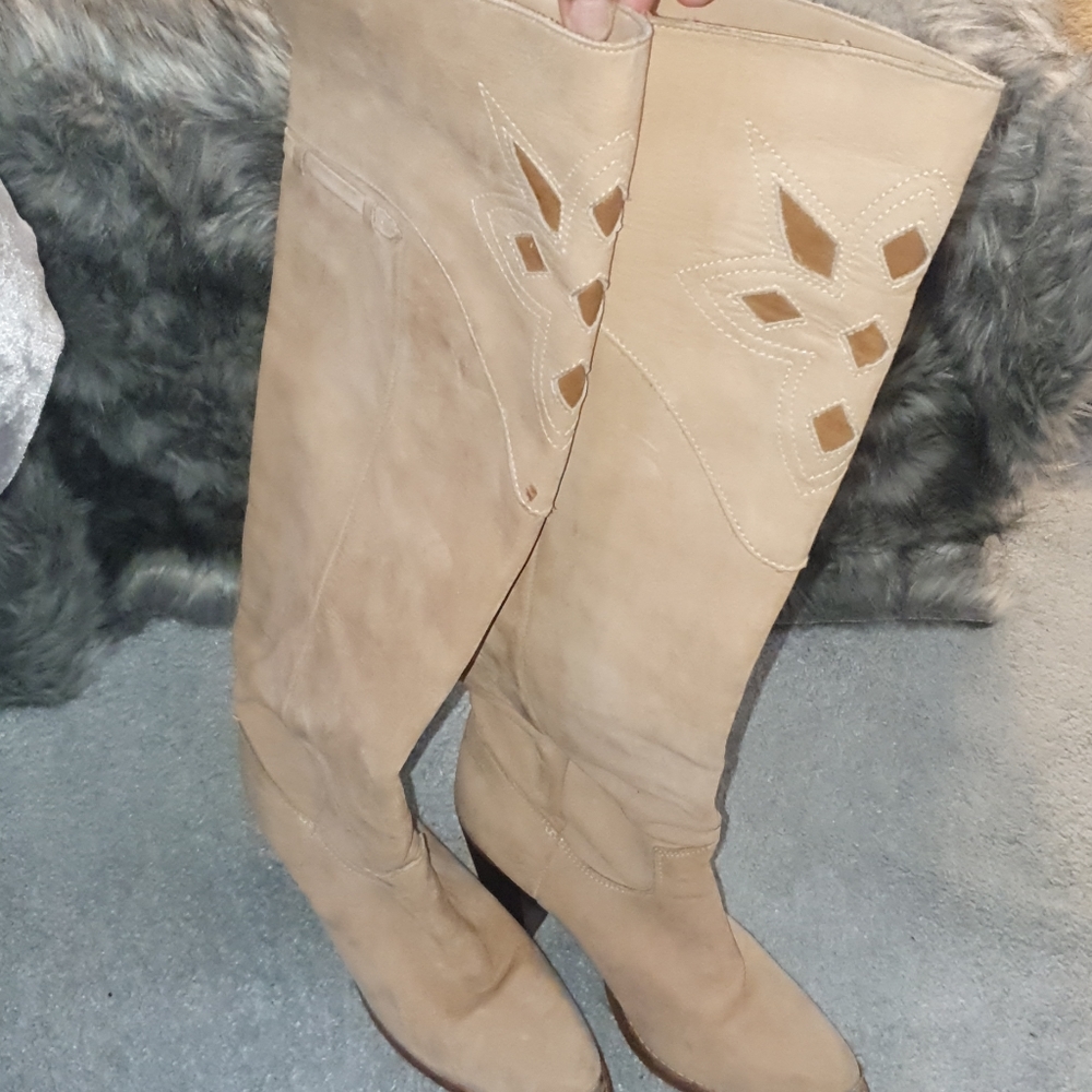 Vintage Knee High Zodiac Cowboy Boots Gem